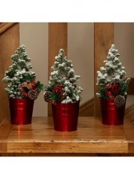 Image of Set Of 3 Tabletop Snowy Christmas Trees 25Cm Tall