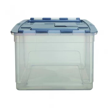 Image of Whitefurze Tote Box 55 Litre Clear with Silver Lid S01041WF