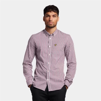 Image of LS Slim Fit Gingham Shirt - Burgundy/White - S