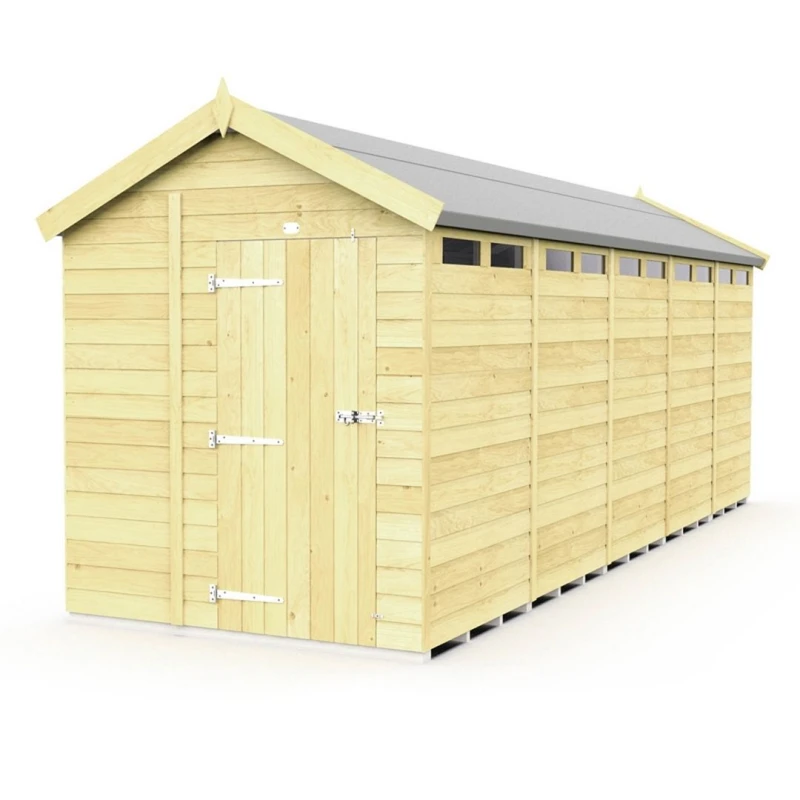 Image of Buttercup Farm 6 x 20 Feet Apex Security Shed - Single Door - L590 x W175 x H217cm in Brown Brown Unisex