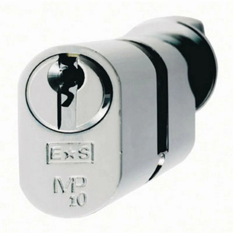 Image of Loops 64mm Oval Cylinder & Turn Lock Keyed Alike 10 Pin Polished Chrome Door Lock Multi unisex