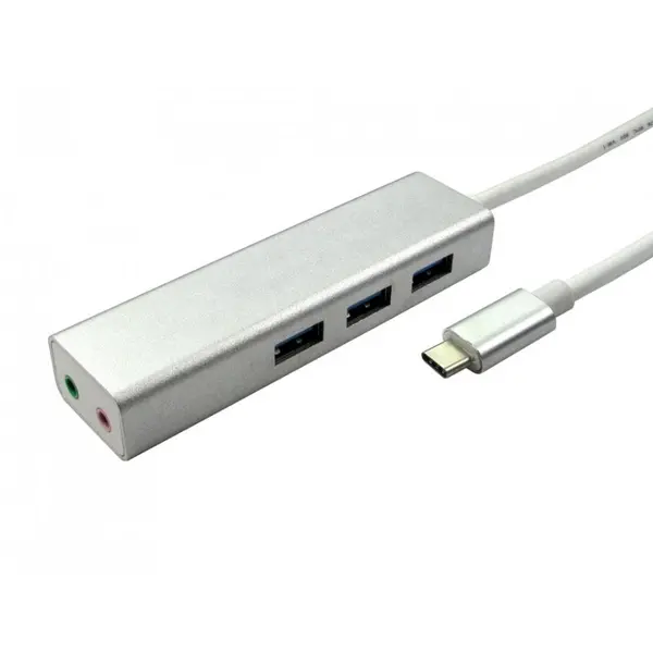 Image of Cables Direct USB 3.0 Type-C Hub with 3x USB 3..0 Type-A Ports, Sound