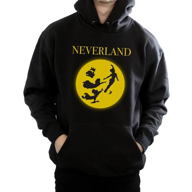 Image of Disney Men Peter Pan Moon Silhouettes Hoodie in Black Size: Small Black S Male 5057736938973