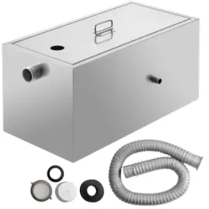 Image of Commercial Grease Interceptor, 13GPM Commercial Grease Trap, 20LB Grease Interceptor, Stainless Steel Grease Trap w/ Top & Side Inlet, Under Sink