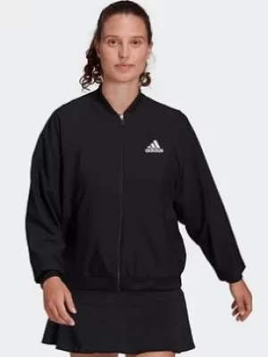 Image of adidas Melbourne Tennis Jacket, Black/White, Size L, Women