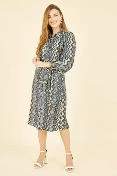 Image of Abstract Stripes Shirt Dress