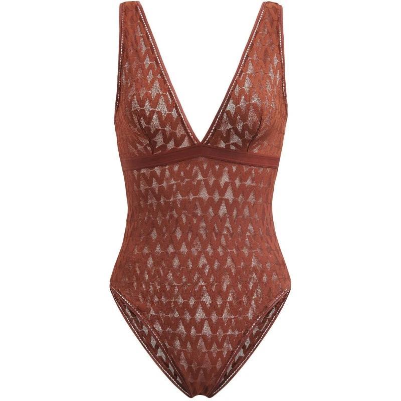 Image of Wolford Net logo Bodysuit Caramel female 8 (XS)