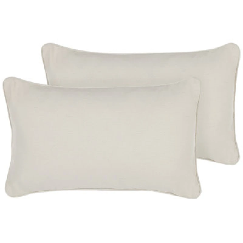 Image of Beliani Set Of 2 Decorative Cushions Heliotrope 30 X 50 Cm White Solid