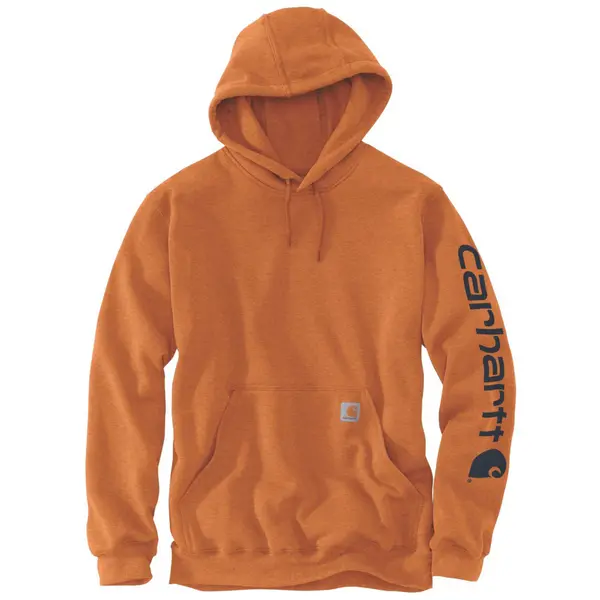 Image of Carhartt Midweight Sleeve Logo Hoodie, black-orange, Size S