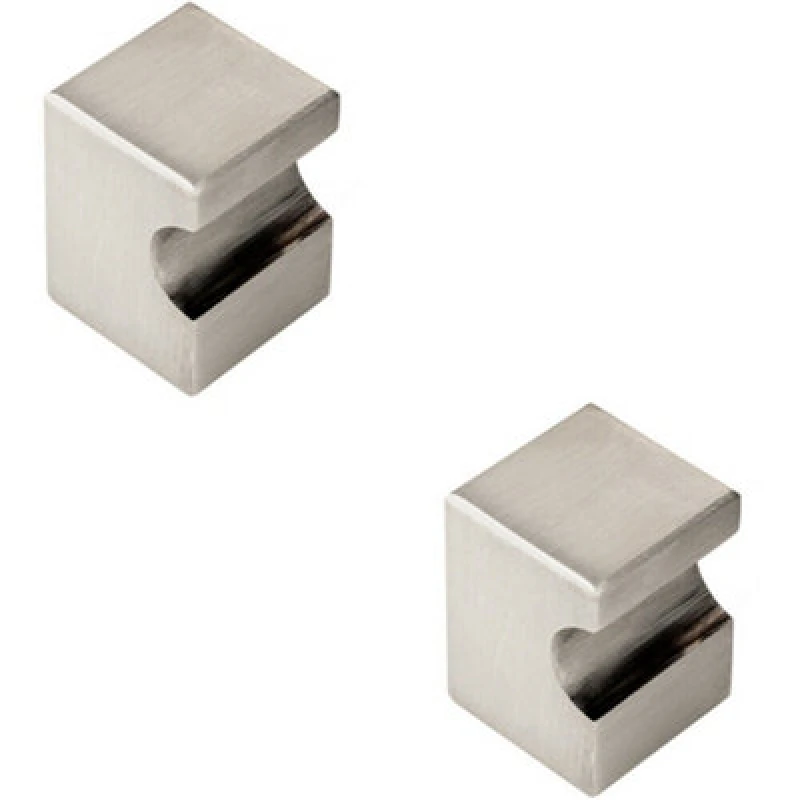 Image of Loops 2x Square Cupboard Door Knob 22 x 22mm 30mm Projection Satin Nickel Metallics unisex