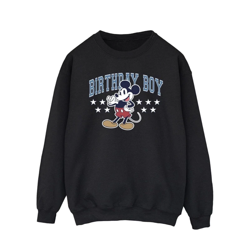 Image of Disney Men Mickey Mouse Birthday Sweatshirt in Black Size: Small Black S Male 5063376387095