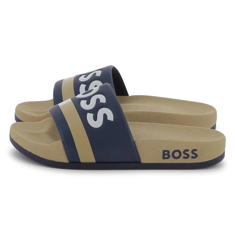 Image of Boss Kids Striped Pool Sliders Navy 249 male 4 (37)
