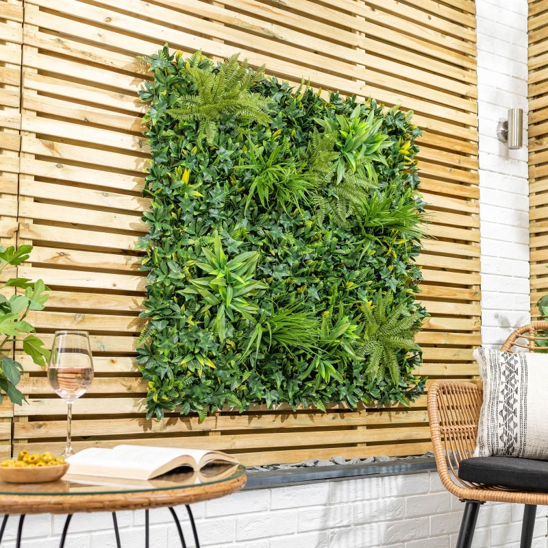 Image of Christow Artificial Evergreen Living Wall Panels (4 x 50cm) Green