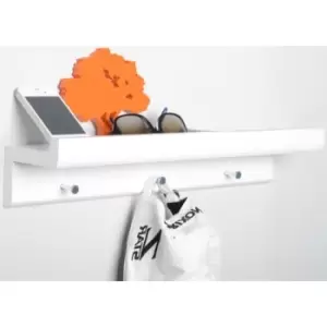 Image of Techstyle Oakley Wall Mounted 45Cm Organiser Floating Shelf With 3 Key / Coat Hooks White