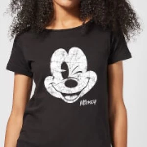 Image of Disney Mickey Mouse Worn Face Womens T-Shirt - Black - 3XL