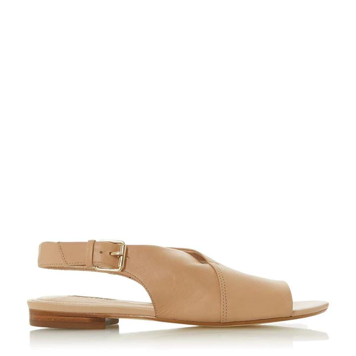 Image of Dune Blonde Leather 'Leannia' Peep Toe Sandals - 3 - cream