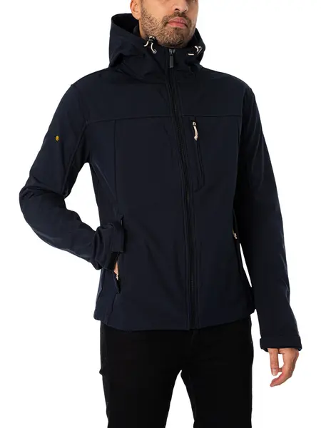 Image of Superdry Eclipse Navy Hooded Soft Shell Trekker Jacket