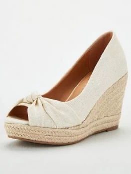 Image of Wallis Wide Fit Knot Detail Wedges - Natural, Size 7, Women