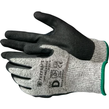 Image of Tuffsafe - Nitrile Palm Coated Gloves, Cut D, Black/Grey, Size 8
