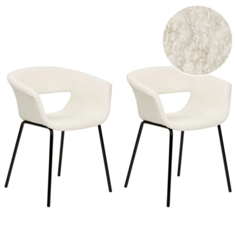 Image of Beliani Set Of 2 Dining Chairs Elma Boucle Off-White