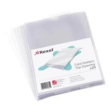 Image of Rexel Nyrex Top Opening Card Holders Clear 203x 27mm - 1 x Pack of 25 Card Holders