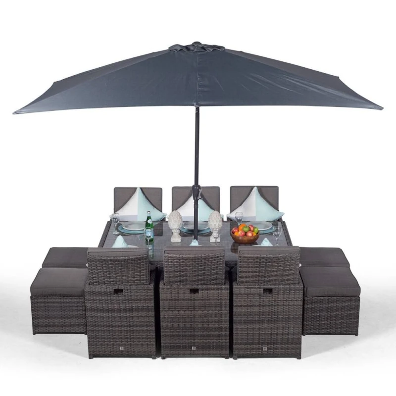 Image of Thats Furniture Giardino 6 Seater Rattan Cube Dining Set in Grey Grey Unisex