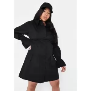 Image of Missguided Plus Size Puff Sleeve Shirt Dress - Black