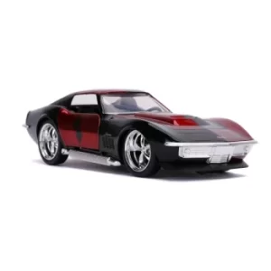 Image of DC COMICS Batman Hollywood Rides Harley Quinn 1969 Corvette Stingray Sports Car Die-cast Vehicle, 8 Years or Above, Scale...