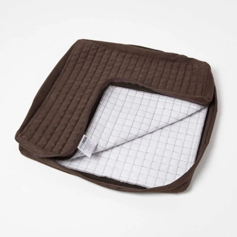 Image of Homescapes Quilted Polyester Armchair Booster Cushion Cover Chocolate