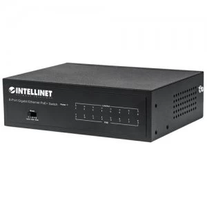 Image of Intellinet 8-Port Gigabit Ethernet PoE+ Switch IEEE 802.3at/af Power over Ethernet (PoE+/PoE) Compliant 60 W Desktop (UK 3-pin plug)