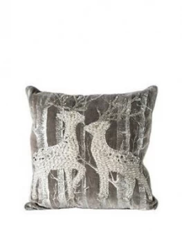 Image of Gallery Woodland Reindeers Emb Cushion Silver 400X400Mm