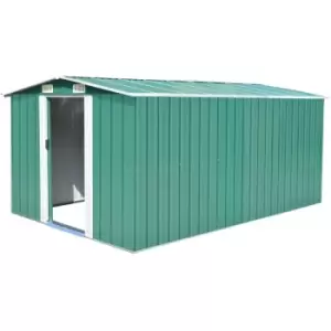 Image of Vidaxl - Garden Shed Metal 257x392x181cm Green - Green