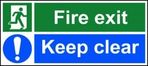 Image of Fire Exit Keep Clear Sign Rigid 1mm PVC Board