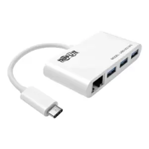 Image of Tripp Lite U460-003-3AG 3-Port USB-C Hub with LAN Port USB-C to 3x USB-A Ports Gbe USB 3.0 White