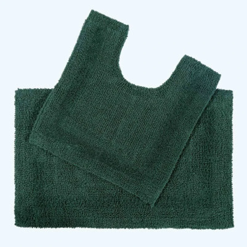 Image of Homescapes Luxury Reversible Bath Mat Set Green
