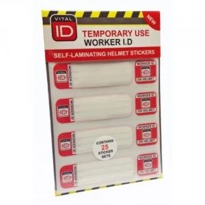 Image of Vitalid Hard Hat ID Induction Stickers Ref WSID03 Pack 25 Up to 3 Day