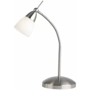 Image of Loops - Touch Dimmer Table Lamp Light Satin Chrome & Glass Shade Classic Reading Task