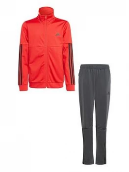 Image of adidas Junior Boys Team Tracksuit - Red/Black, Red/Black, Size 11-12 Years