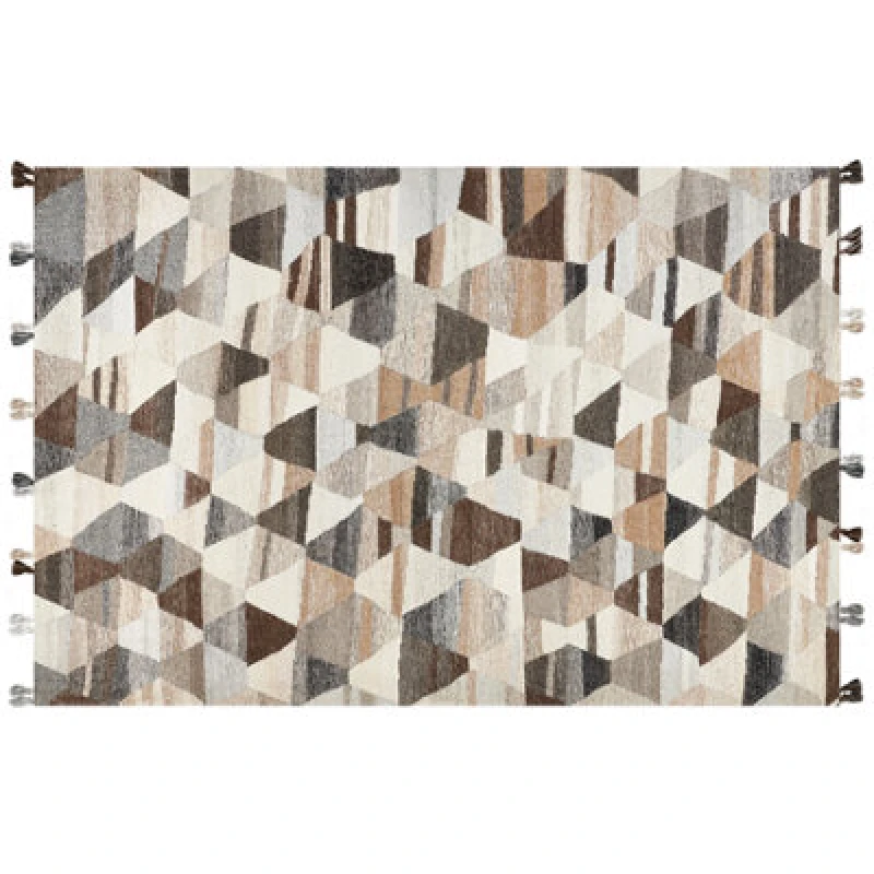 Image of Beliani Rug Argavand Beige 200 X 300 Cm Wool Kilim