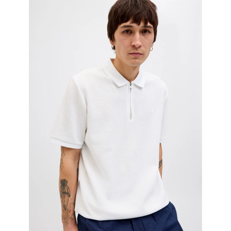 Image of Jack and Jones Austin Zip Polo Mens White Classic male M