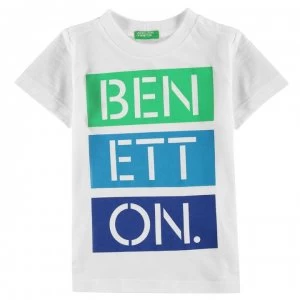 Image of Benetton Child Boys Short Sleeve Logo T-Shirt - White