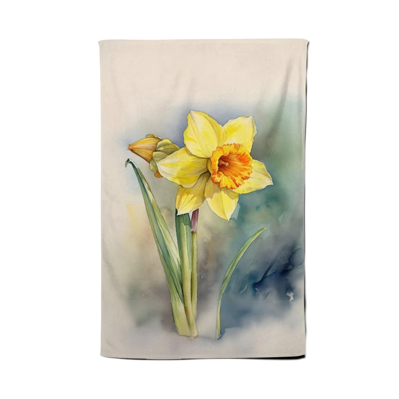 Image of Warren Reed - Designer Daffodil Watercolour Tea Towel Multicolor Unisex