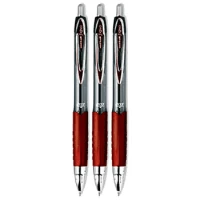 Image of Uni-ball Signo 207 Red Retractable Gel Rollerball Pen (Fine 0.7mm Tip) (3 Pack)