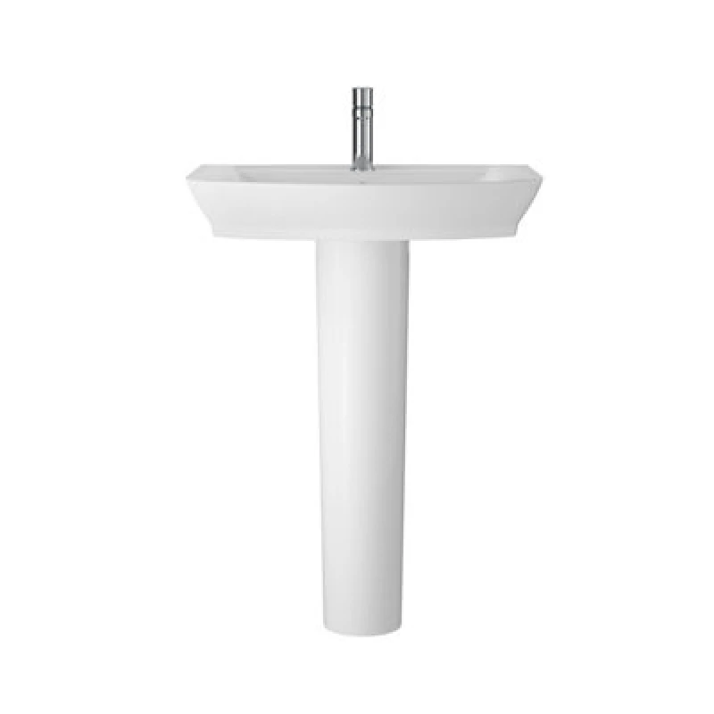 Image of Balterley Spirit Soft Square 1 Tap Hole Ceramic Basin Full Pedestal 550mm White