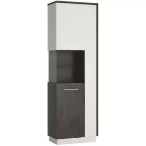 Image of Zingaro Tall display cabinet (lh) in Grey and White - Slate Grey and Alpine White
