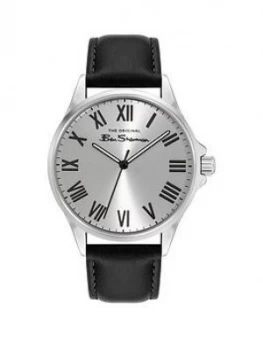 Image of Ben Sherman Silver Dial Black Strap Watch, Black, Men
