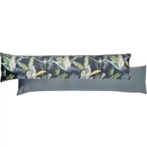 Image of Wylder Tropics Jungle Leopards Print Velvet Draught Excluder, Petrol