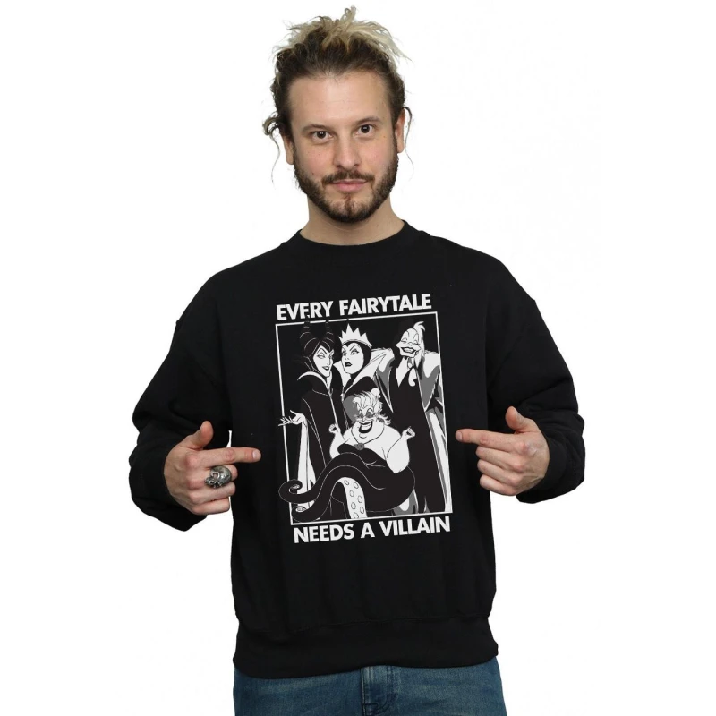 Image of Disney Men Every Fairy Tale Needs A Villain Sweatshirt in Black Size: Small Black S Male 5057736603550