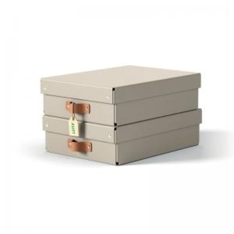 Image of Leitz Puro Storage Box with Lid Medium Low 8L Beige 100 Recycled Card EXR70916AC