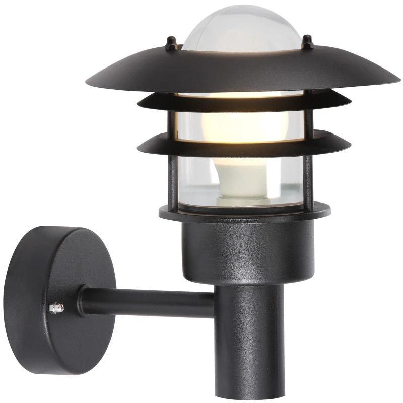 Image of Nordlux Industrial Outdoor Wall Light Black Metal E27 Weatherproof - Mains Powered, IP44 Black Unisex